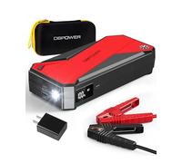 DBPOWER 600A Peak 18000mAh Portable Car Jump Starter DJS50 External Battery Smart Charger Power Bank with Compass & LCD Screen and LED Flash Light for Laptop Smartphone Tablet and More (Black/Red)