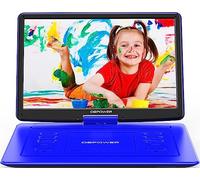 DBPOWER Lettore DVD portatile 18 pollici schermo girevole HD 15,6 pollici, batteria ricaricabile 6 ore, USB/SD Card/Sync TV, formati multipli, altoparlante