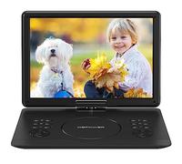 DBPOWER Lettore DVD portatile da 17,9 pollici con schermo girevole HD da 14,1 pollici, con 6 ore di batteria ricaricabile da 5000 mAh, altoparlante ad alto volume, supporto DVD/USB/SD Card e formati