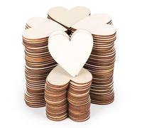 DBREAKS 200pcs Quadrati Legno Grezzo 5cm a Forma di Cuore, Oggetti Artigianali in Legno Naturale per Pittura Scrittura Scultura Decorazione Domestica Fai da Te Matrimonio