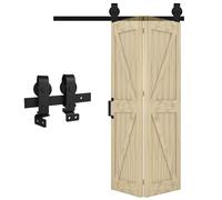 DBREAKS 3.3FT/1M Bi-Folding Binario per Porta Scorrevole Kit, Nero e Rustico Kit Accessori, Kit ferramenta per porte scorrevoli Per porte con larghezza massima fino a 80 cm