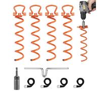 DBREAKS 4 Pezzi Ancoraggi a Terra per Trampolino, kit di Ancoraggio a Spirale con Adattatore, con Cinghia Regolabile+Aiuto a Vite, Fondo di Fissaggio per Trampolino, l’Altalena, Tende