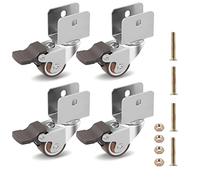 DBREAKS 4Pcs U-Forma Ruote per Mobili Ø32MM, Apertura Della Staffa 17MM, Girevoli con Freno, in Gomma, 360° Ruotabili, con Cuscinetti A Sfera e Viti, Capacità 60KG Totale