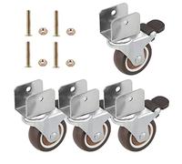 DBREAKS 4Pcs U-Forma Ruote per Mobili Ø50MM, Apertura Della Staffa 25MM, Ruote Girevoli con Freno, Ruote in Gomma, 360° Ruotabili, con Cuscinetti A Sfera e Viti, Capacità 100KG Totale