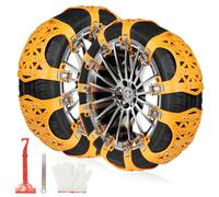 DBREAKS Catene da Neve Universali, 6 Pezzi Catene per di Emergenza, 165-265MM Catene da Neve Auto per Ghiaccio(Giallo)