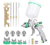 DBREAKS HVLP - Pistola a spruzzo per vernice, 1,4/1,7/2,0/2,5 mm, con tazza da 600 ml + 4 set di ugelli | Pistola per vernice per auto, mobili, fai da te (verde)