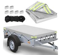 DBREAKS Telo per Rimorchio Auto 140 * 115 * 8cm, Telone Piatto, con 6m Corda per Telone, Bordo Rinforzato e Copri Rimorchio in Materiale PVC, per vari modelli di rimorchi per auto da 350kg/750kg
