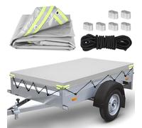 DBREAKS Telo per Rimorchio Auto 207.5 x 114 x 10cm, Telone Piatto, con 8m Corda per Telone, Bordo Rinforzato e Copri Rimorchio in Materiale PVC, per vari modelli di rimorchi per auto da 750 kg