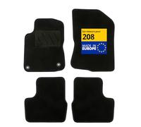 DBS - Tappetini auto - Su misura per 208 - Con clip - Tappetini auto antiscivolo - 4 pezzi