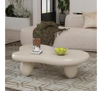 Dbtxwd Tavolino da caffè asimmetrico Black Cloud da 41" con 3 gambe ellissoidali stabili, eleganti tavolini irregolari per soggiorno, studio, balcone, sala di ricevimento (White 41in)