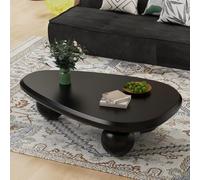 Dbtxwd Tavolino da caffè ovale irregolare, moderno, stile Mid-Century, nero, con 3 gambe a sfera, per soggiorno, camera da letto, balcone, patio (B Black 41in)