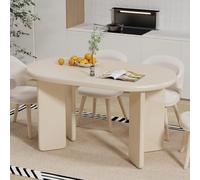 Dbtxwd Tavolo Cucina Bianco Crema Ovale 140 * 80cm Long tavolo da pranzo con gambe in legno stabili pour 4, 6 ou 8 personnes Montage facile (A)