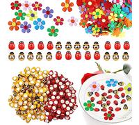 Dbuwqips 250 Pezzi Coccinelle Adesive Api Decorative Fiori in Feltro Autoadesivi Mini Decorazioni in Legno per Artigianato Fai da Te Decorazioni Api Fiori Adesivi Colorati Adesivi Decorativi