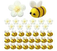 Dbuwqips 36 Pezzi Api Api Decorative Api Peluche Ape Decorativa in Peluche Fiore Bianco All'Uncinetto Ape Artigianale per le Decorazioni di Abbigliamento del Negozio di Artigianato Fai da Te