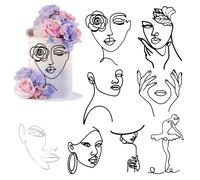 Dbuwqips 8 pezzi Cake Topper Matrimonio Topper Torta Matrimonio Décoration de Gâteau en Bois Cake Topper Acrilico con Volto di Donna Per Compleanno Addio al celibato