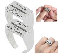 Dbvnnsy 2 Pezzi Fuck off Ring Girevole 0.7'' - Controllo dell'Umore, Antistress, Regolabile - Anello Creativo per Amanti degli Accessori