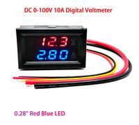 DC 0-100V 10A Voltmetro digitale Amperometro Doppio display Rilevatore di tensione Misuratore di corrente Pannello Amp Volt Gauge 0.28 "LED rosso blu