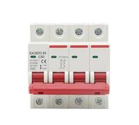 DC 1000V 4P Solar Circuit Breaker Overload Protection Switch 6A 10A 16A 20A 25A 32A 40A 50A 63A Photovoltaic PV System MCB MQXFCZUX(63A)