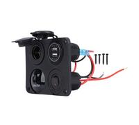 DC 12 24 V 4 2 A USB Power Outlet Socket Panel con voltmetro LED connettore sigari per bagagliaio auto RV Truck Ideale per più dispositivi 12 24V e accessori USB (Luz roja)