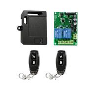 DC 12 V 24 V Interruttore di controllo remoto sicuro universale wireless 433 Mhz rf 10 A relè scheda ricevitore con 2 trasmettitori portachiavi, per motore, luce, porta cancello, controller wireless
