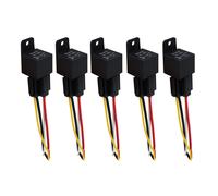 DC 12V 40A SPST Relè Auto Semovente 4 Perni 4 Fili con Presa Cablaggio 5 pezzi
