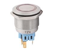 DC 12V spia rossa 25mm 6 PERNI DPST Testa piatta blocco interruttore pulsante