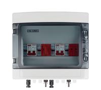 DC 500V 2 Input 2 Output Solar Photovoltaic PV Combiner Box With Surge Lightning Protection DC Fuse MCB SPD Waterproof Box IP65(DC MCB 16A)