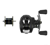 DC - Bobina elettronica per baitcasting, con rapporto di trasmissione 7,2:1, monitoraggio dinamico della bobina, tracciato conico, cuscinetti sigillati, design autoalimentato, nero, 6,8 x 3,8 x 9,7 cm