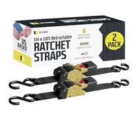 DC Cargo, 2 cinghie a cricchetto retrattile (2,5 cm x 3 m) con cinghie a cricchetto retrattili resistenti, cinghia a cricchetto autocontenuta facile per rimorchi, veicoli, barche