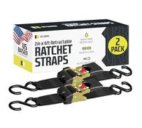DC Cargo - Cinghia a cricchetto retrattile, confezione da 2 (5,1 cm x 1,8 m), cinghie a cricchetto retrattili automatiche resistenti, facili da montare, per rimorchi, veicoli, barche