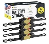 DC Cargo - Cinghie a cricchetto retrattili automatiche (confezione da 4 pezzi da 2,5 cm x 15,2 cm), resistenti, cinghie a cricchetto retrattili, facili da montare, per rimorchi, veicoli, barche