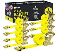 DC Cargo Mall 8 cinghie a cricchetto E-Track, 2 x 12 cinghie di fissaggio in poliestere giallo resistente, cricchetto forte, raccordi a molla E-Track, per legare moto, carico rimorchio, entro (4)