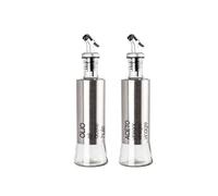 Dc Casa 2 Oliera Salvagoccia,Bottiglia per Olio Dedicata Alla Friggitrice ad Aria, 350ml Oliera Adatta all'uso in Cucina, per Barbecue e Insalate(Argento)