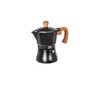 Dc Casa Caffettiera Linea BlackWood - Moka Elegante in Alluminio Nero con Manico in Legno Atermico - Design Moderno per Espresso Italiano a Casa (6 Tazze)