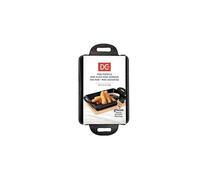 Dc Casa Mini Teglia in Ghisa con Vassoio in Bambù 19x11x3 cm | Teglia Rettangolare per Servire e Cucinare - Elegante e Resistente