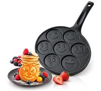 DC Casa Padella per Pancake Antiaderente 26 cm | Stampo per 6 Pancake, Manico Ergonomico, Smile
