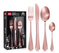 Dc Casa Servizio Posate 16 Pezzi in Acciaio Inox - Set Completo per 4 Persone, Design Raffinato e Moderno (Oro Rosa Satinato)