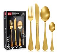 Dc Casa Servizio Posate 16 Pezzi in Acciaio Inox - Set Completo per 4 Persone, Design Raffinato e Moderno (Oro Lucido)