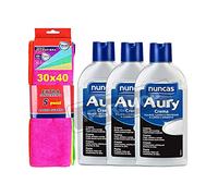 NUNCAS SET 3 PEZZI AURY CREMA ARGENTO 250 ML + pacco scorta 5 panni in microfibra 30x40cm