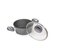 DC Casa Vera Petra Casseruola 20 cm con Coperchio in Vetro - Antiaderente effetto granito - Fondo Induzione - Manici Soft Touch - Adatta a tutti i piani di cottura