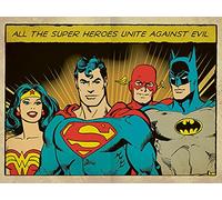DC Comics, 60 x 80 cm, Eroi Insieme Contro Il Male cm Tela