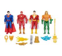DC Comics, Action figure da 4 pezzi, Superman, The Flash, Shazam!, Aquaman da 10,2 cm, accessori, giocattoli per bambini da 3 anni in su