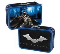 Dc Comics Astuccio Scuola Pieno Con Zip, Bagagli Per Bambini Unisex E Ragazzi, Blu - Nero, 5 cm per bambini scuola elementare e medie