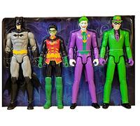 DC Comics Batman - Confezione da 4 action figure Batman, Robin, il Joker, l'enigmista