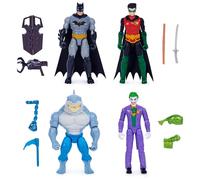 DC Comics, Batman e Robin vs. The Joker e King Shark, Action Figure da 10 cm, Giocattoli per Bambini e Bambine da 3 Anni in su