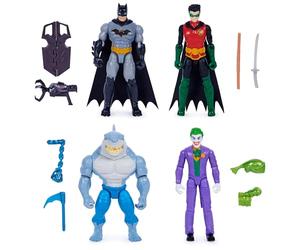 DC Comics, Batman e Robin vs. The Joker e King Shark, Action Figure da 10 cm, Giocattoli per Bambini e Bambine da 3 Anni in su