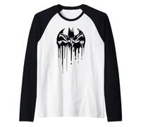 DC Comics Batman Graffiti Drip Paint Cowl Maschera Estetica Maglia con Maniche Raglan