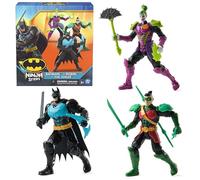 DC Comics, Batman Ninja Strike - Set di 3 action figure da combattimento con accessori pop-up ninja, giocattoli per bambini per ragazzi e ragazze dai 3 anni in su