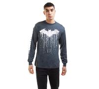 DC Comics Batman Paint Regular Fit, Maglietta Girocollo a Maniche Lunghe, da Uomo, Colore Grigio Dark Heather Dkh, Taglia XL