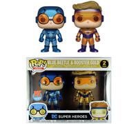 DC Comics Blue Beetle e Booster Gold Metallic da collezione Pop americano 2 pez